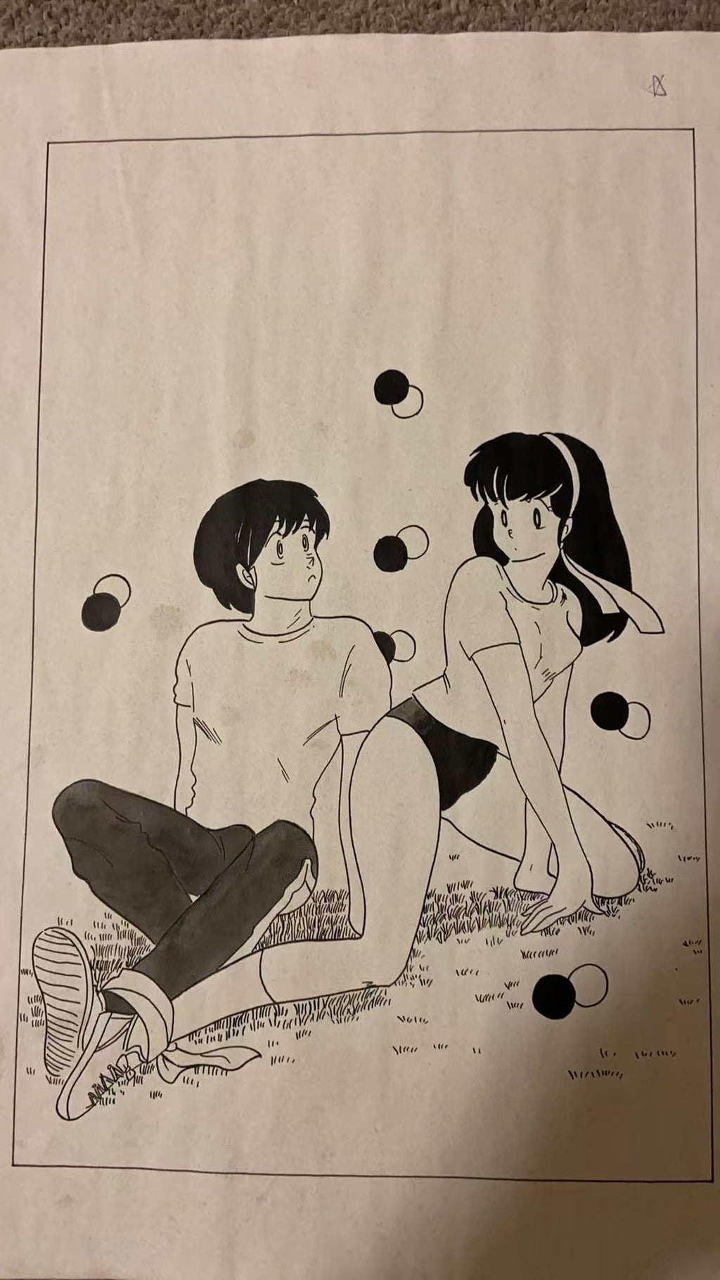 Rumiko Takahashi Maison Ikkoku Scene | Douga-Style Hand-Drawn Vintage Manga Art