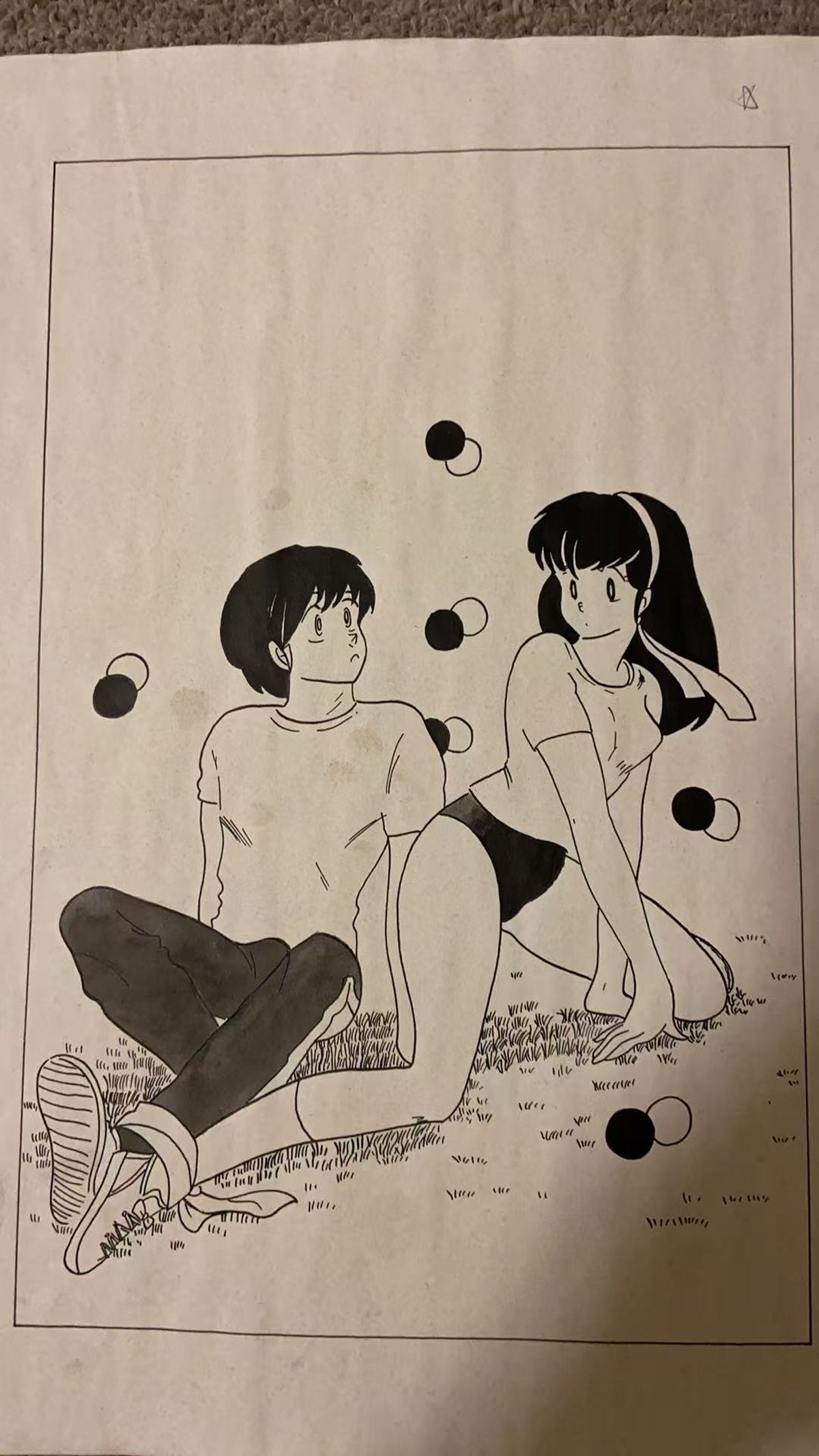 Rumiko Takahashi Maison Ikkoku Scene | Douga-Style Hand-Drawn Vintage Manga Art