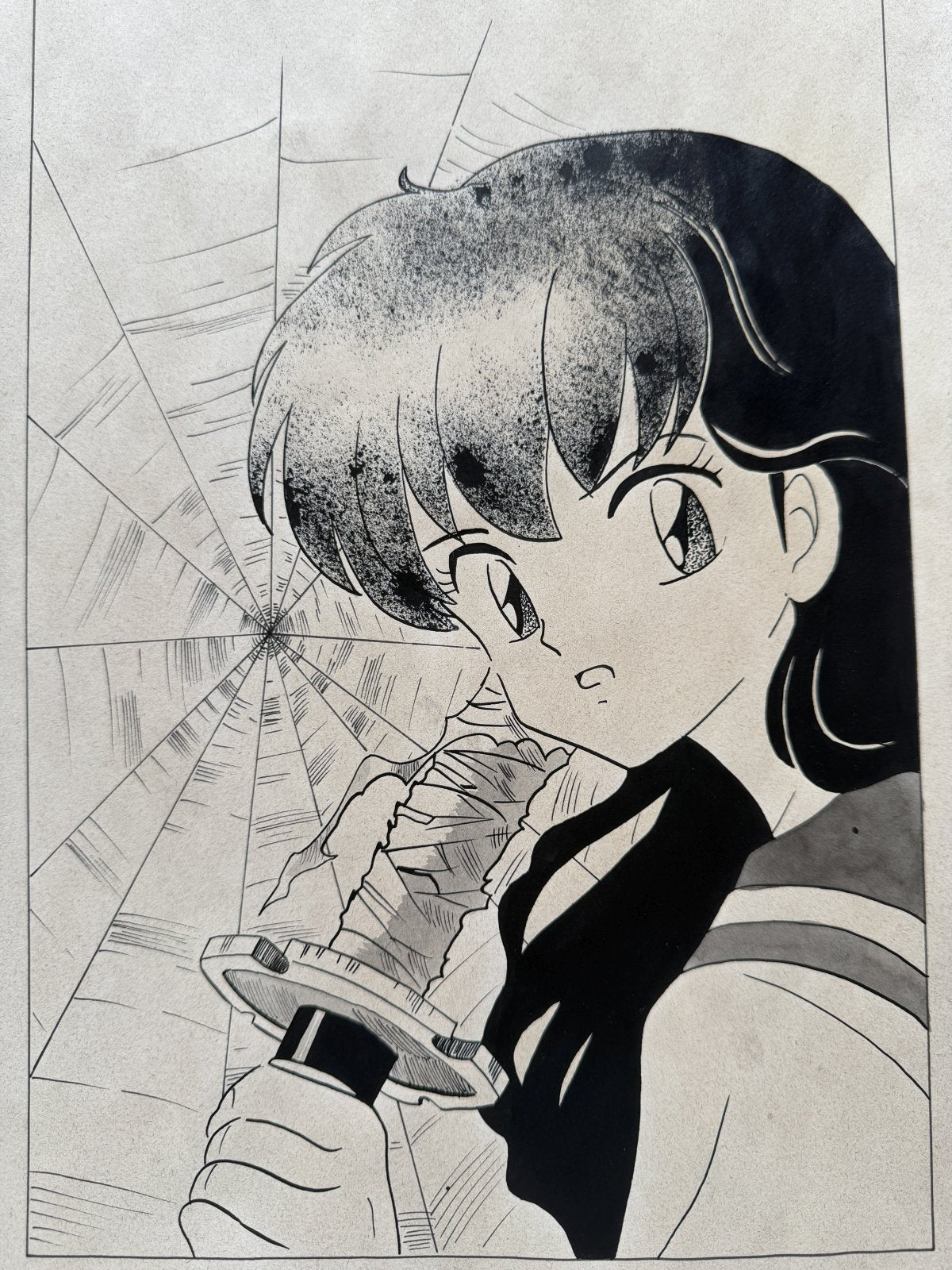 Close-up ink brushwork detail of Inuyasha Scene | Showa Manuscript Study