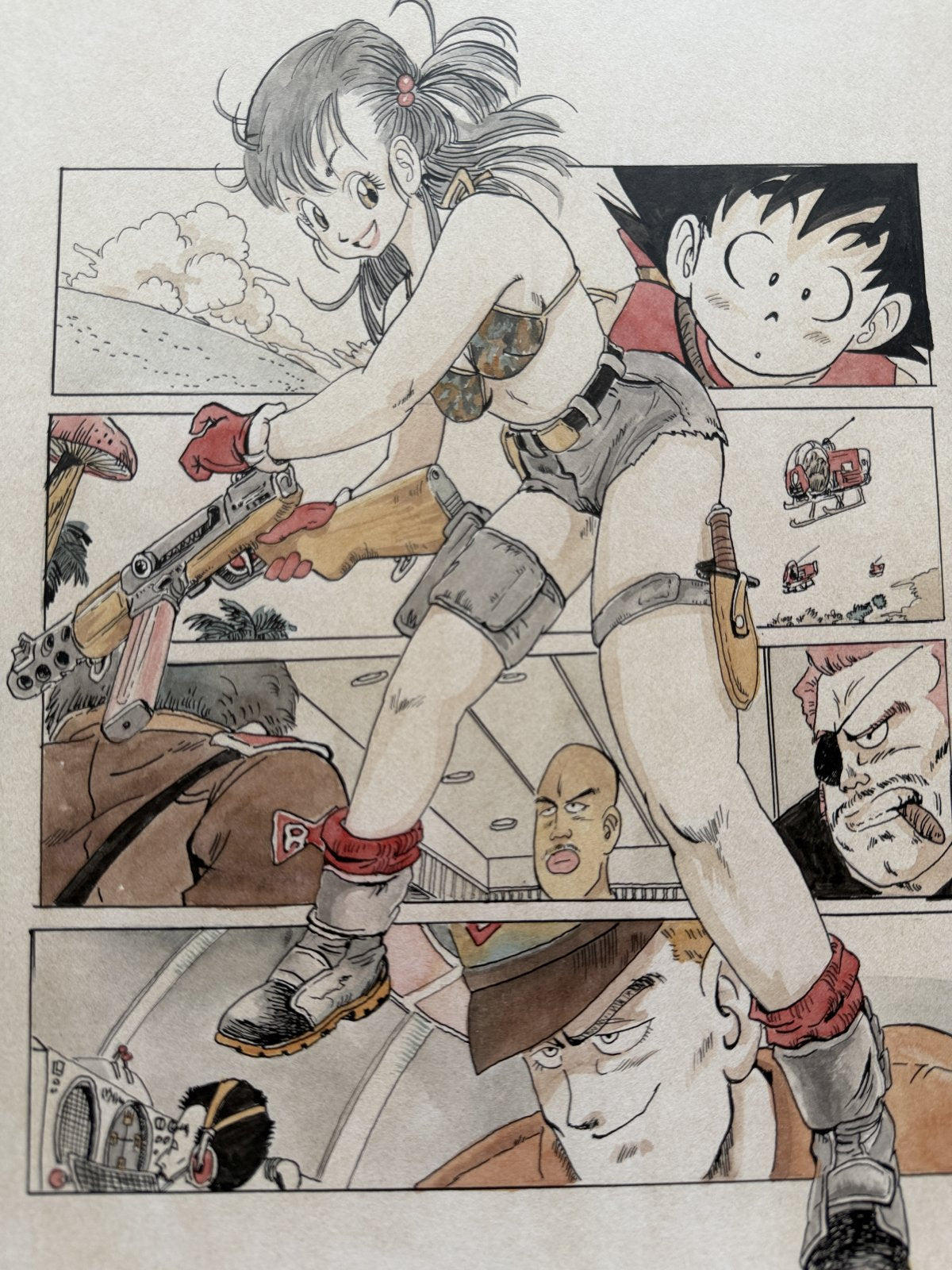 Full scene view of Goku Scene Piccolo Scene | Vintage Manga Reproduction