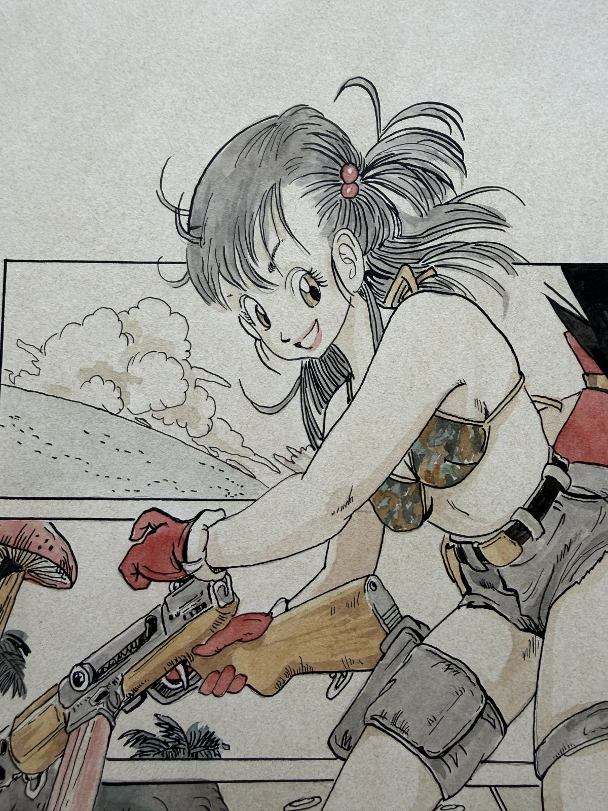 Character detail from Goku Scene Piccolo Scene | Hand-Drawn on Aged Paper