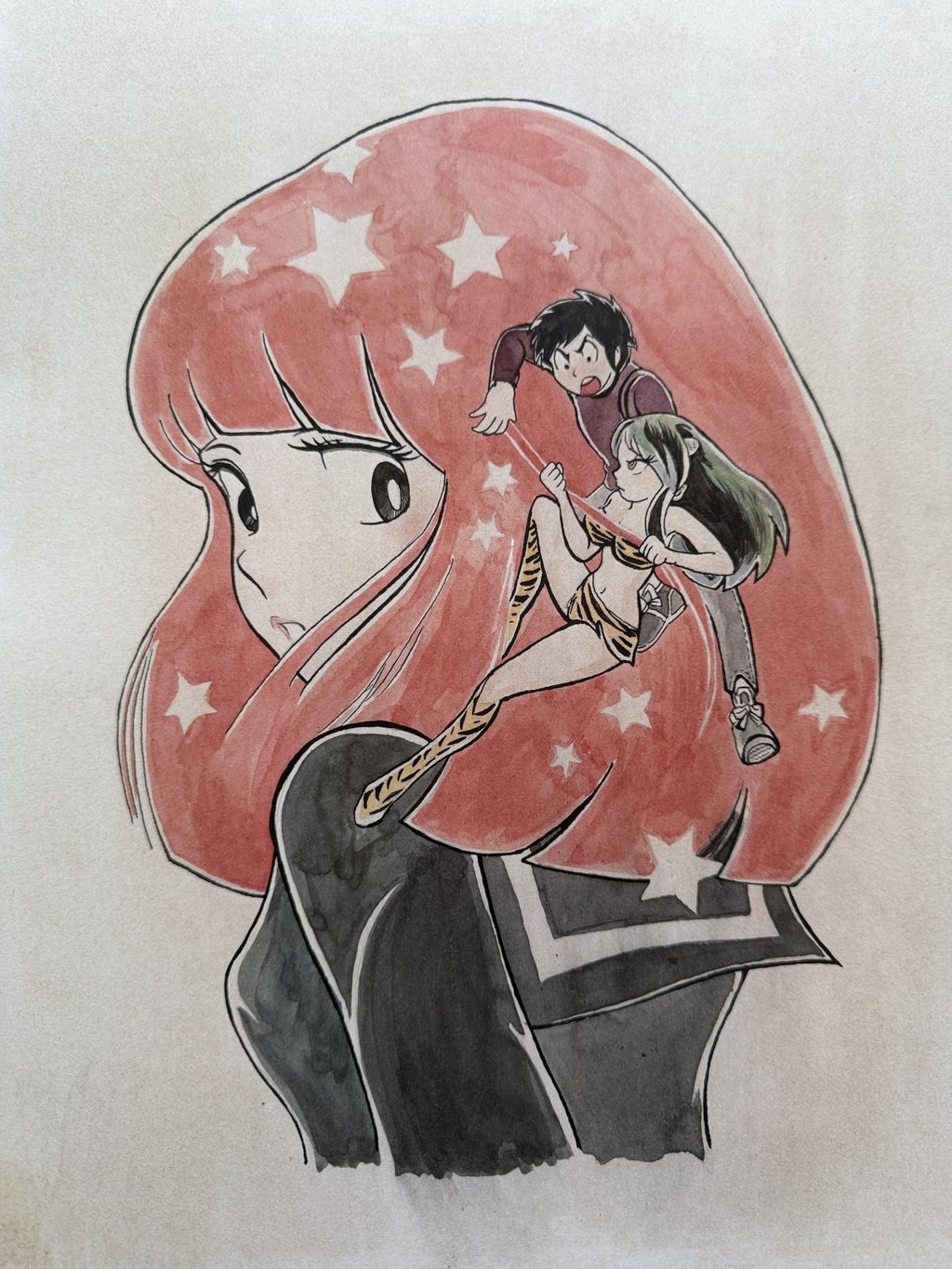 Rumiko Takahashi Urusei Yatsura Scene | Douga-Style Hand-Drawn Vintage Manga Art