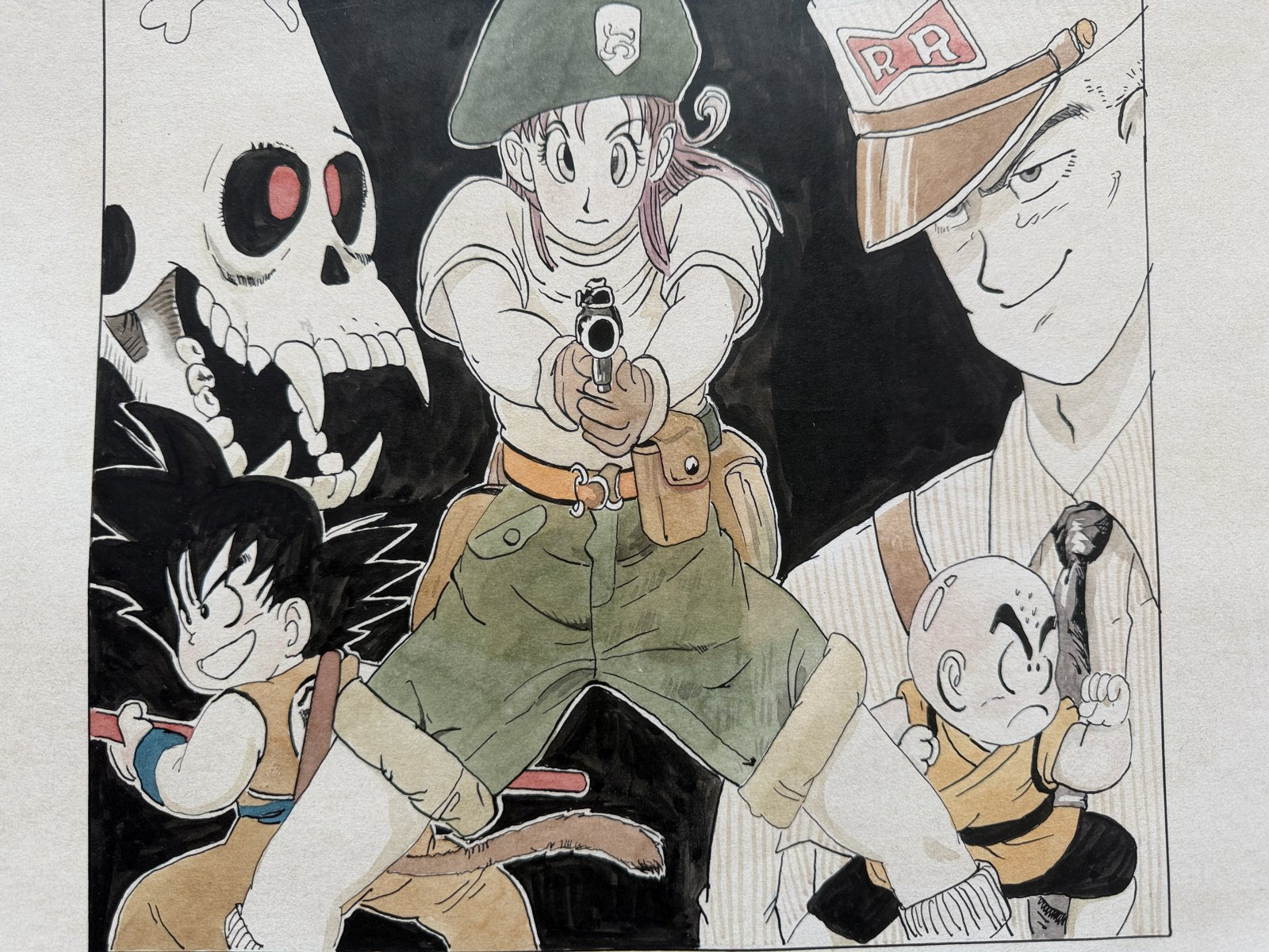 Close-up ink brushwork detail of Dragon Ball Scene | Showa Manuscript Study