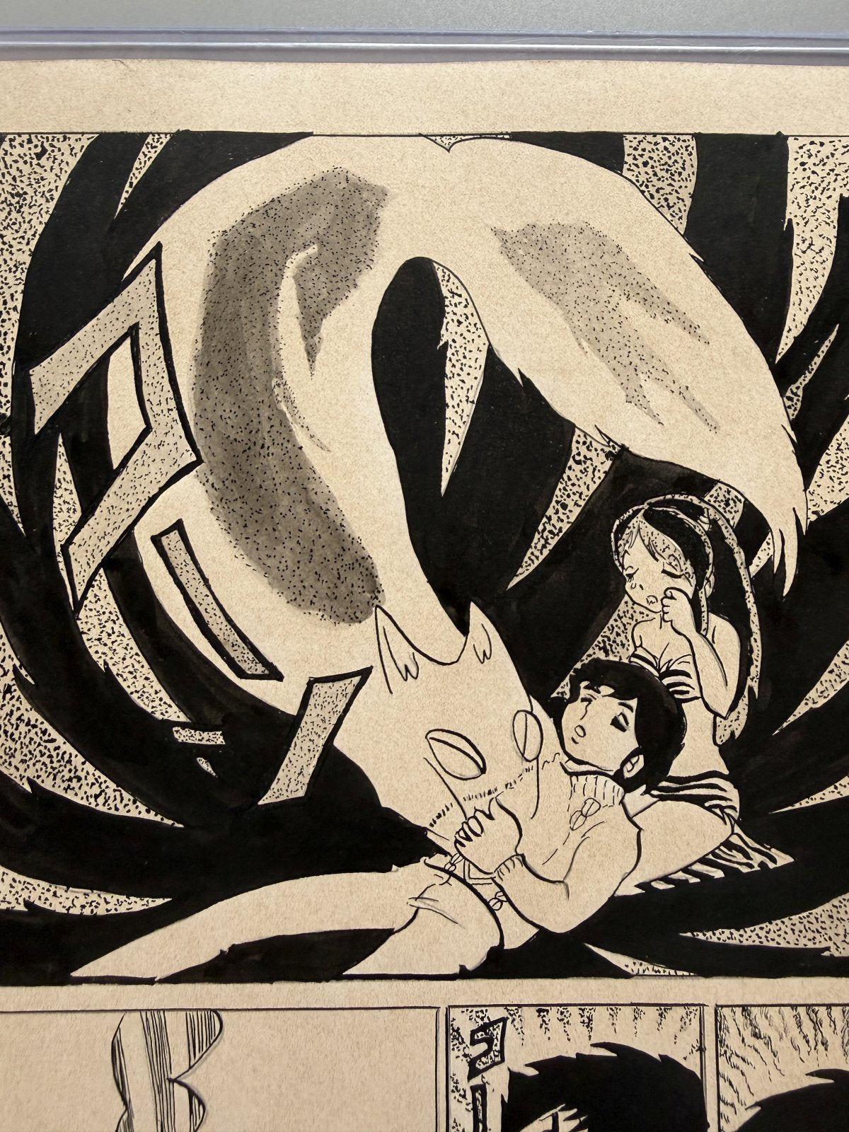 Character detail from Urusei Yatsura Scene | Hand-Drawn on Aged Paper