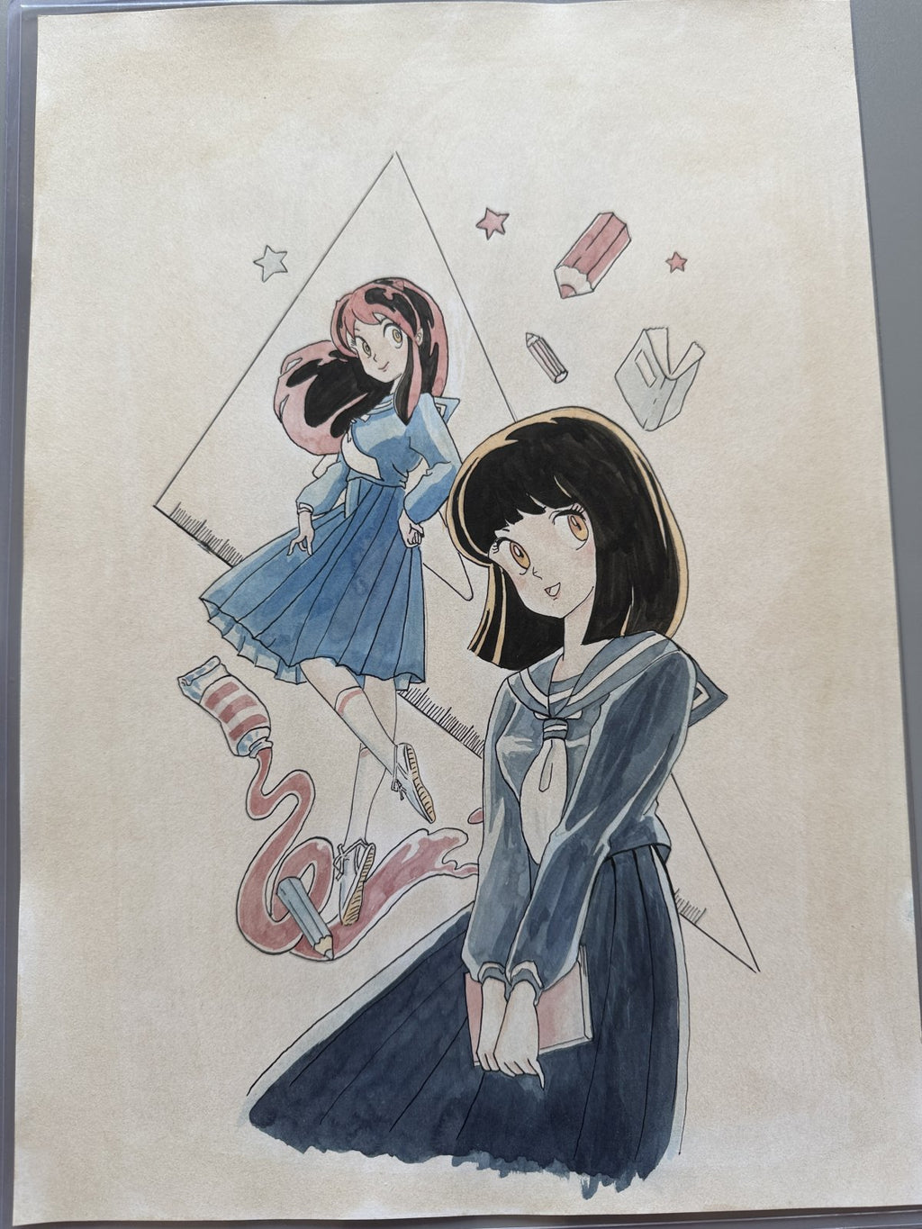 Close-up ink brushwork detail of Urusei Yatsura Scene | Showa Manuscript Study