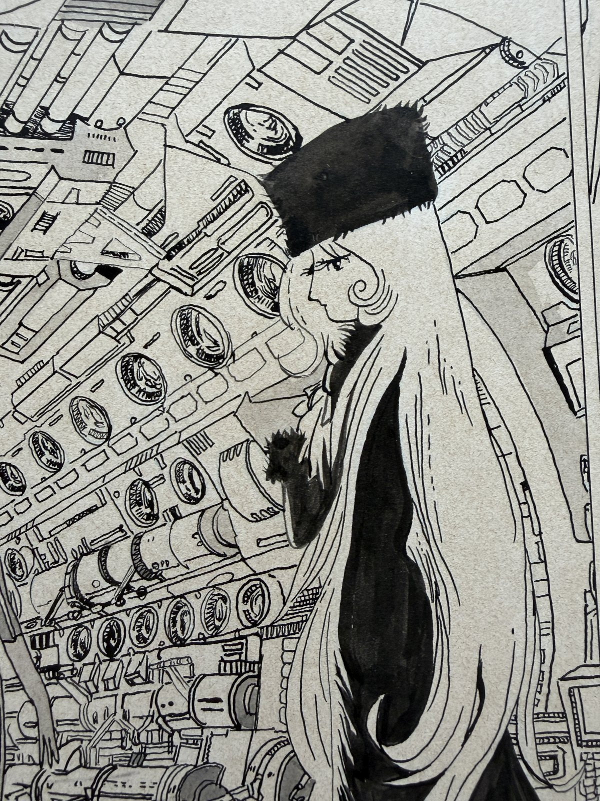 Full scene view of Galaxy Express 999 Scene | Vintage Manga Reproduction