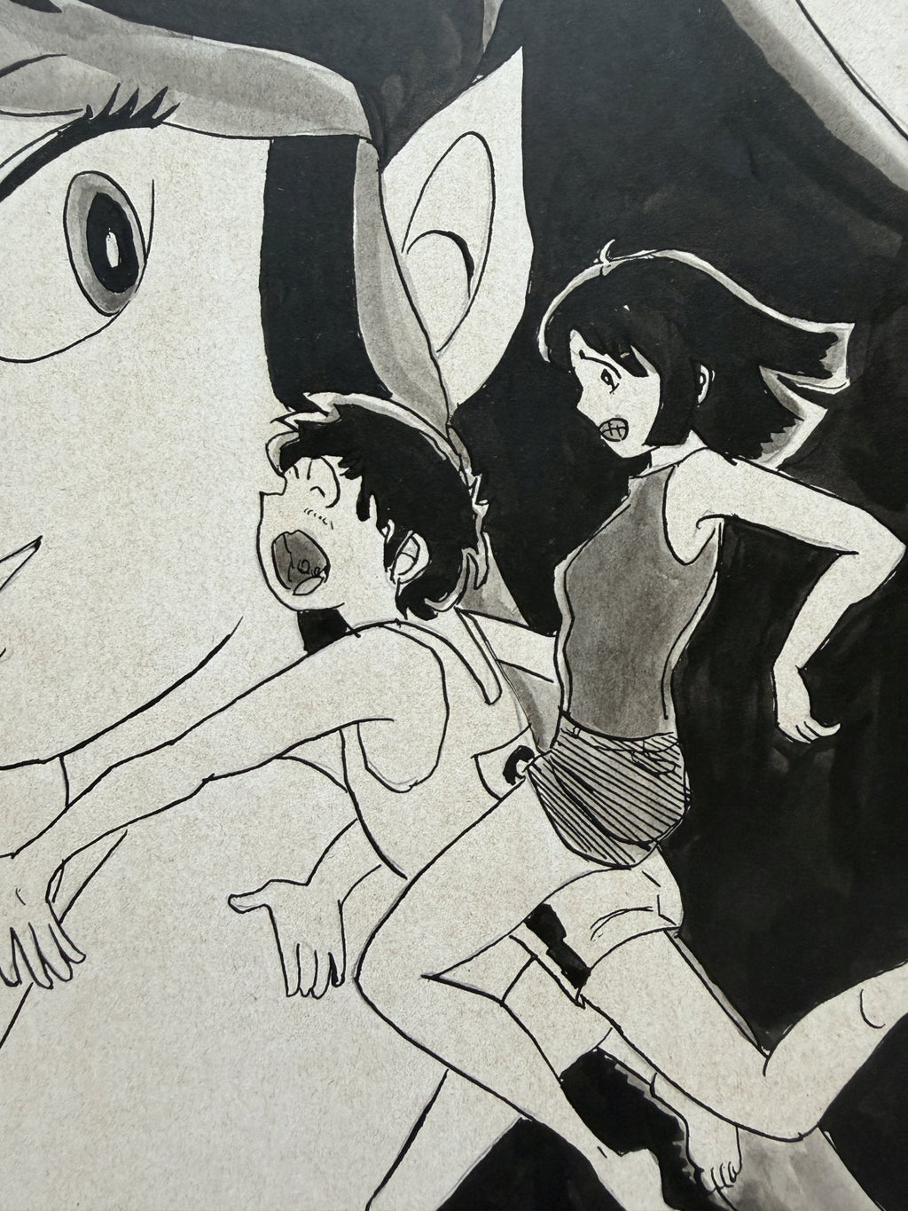 Character detail from Urusei Yatsura Scene | Hand-Drawn on Aged Paper