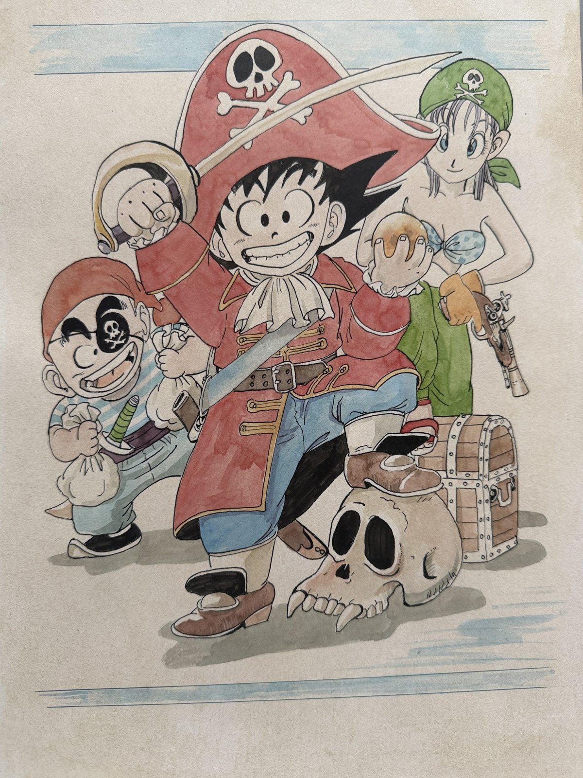 Close-up ink brushwork detail of Dragon Ball Scene | Showa Manuscript Study
