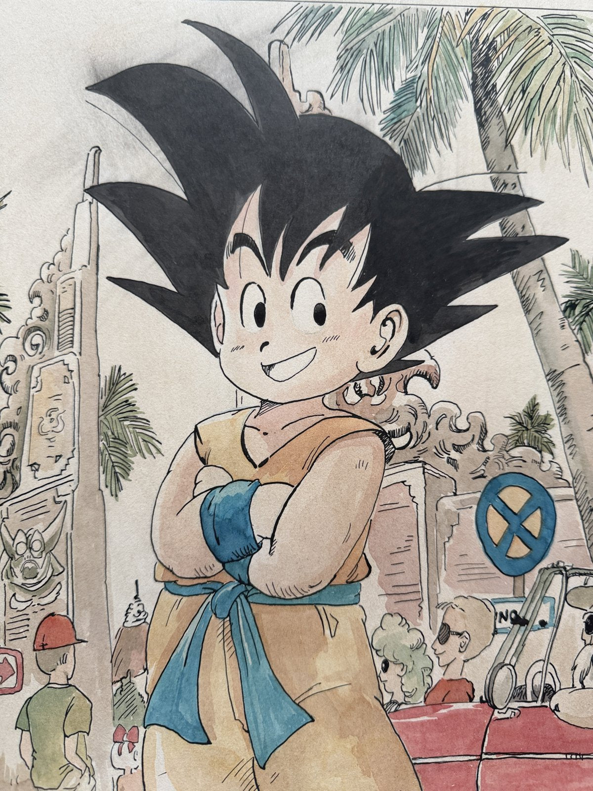 Close-up ink brushwork detail of Dragon Ball Scene | Showa Manuscript Study