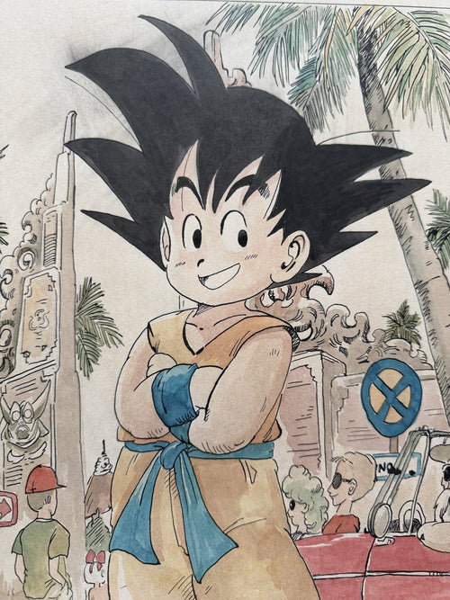 Close-up ink brushwork detail of Dragon Ball Scene | Showa Manuscript Study