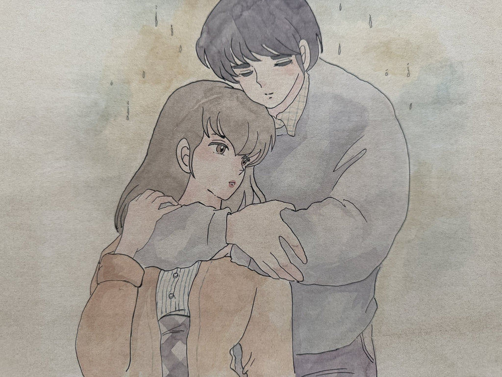 Close-up ink brushwork detail of Maison Ikkoku Scene | Showa Manuscript Study