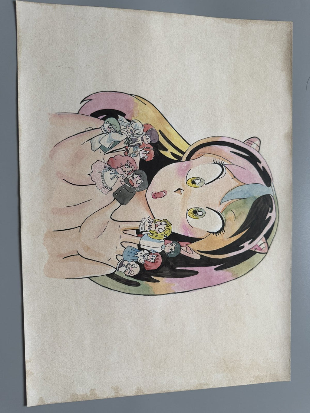 Close-up ink brushwork detail of Urusei Yatsura Scene | Showa Manuscript Study
