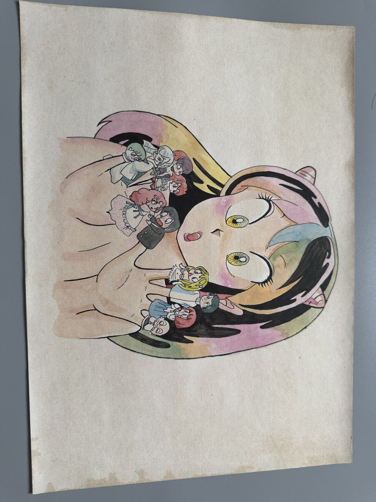 Close-up ink brushwork detail of Urusei Yatsura Scene | Showa Manuscript Study