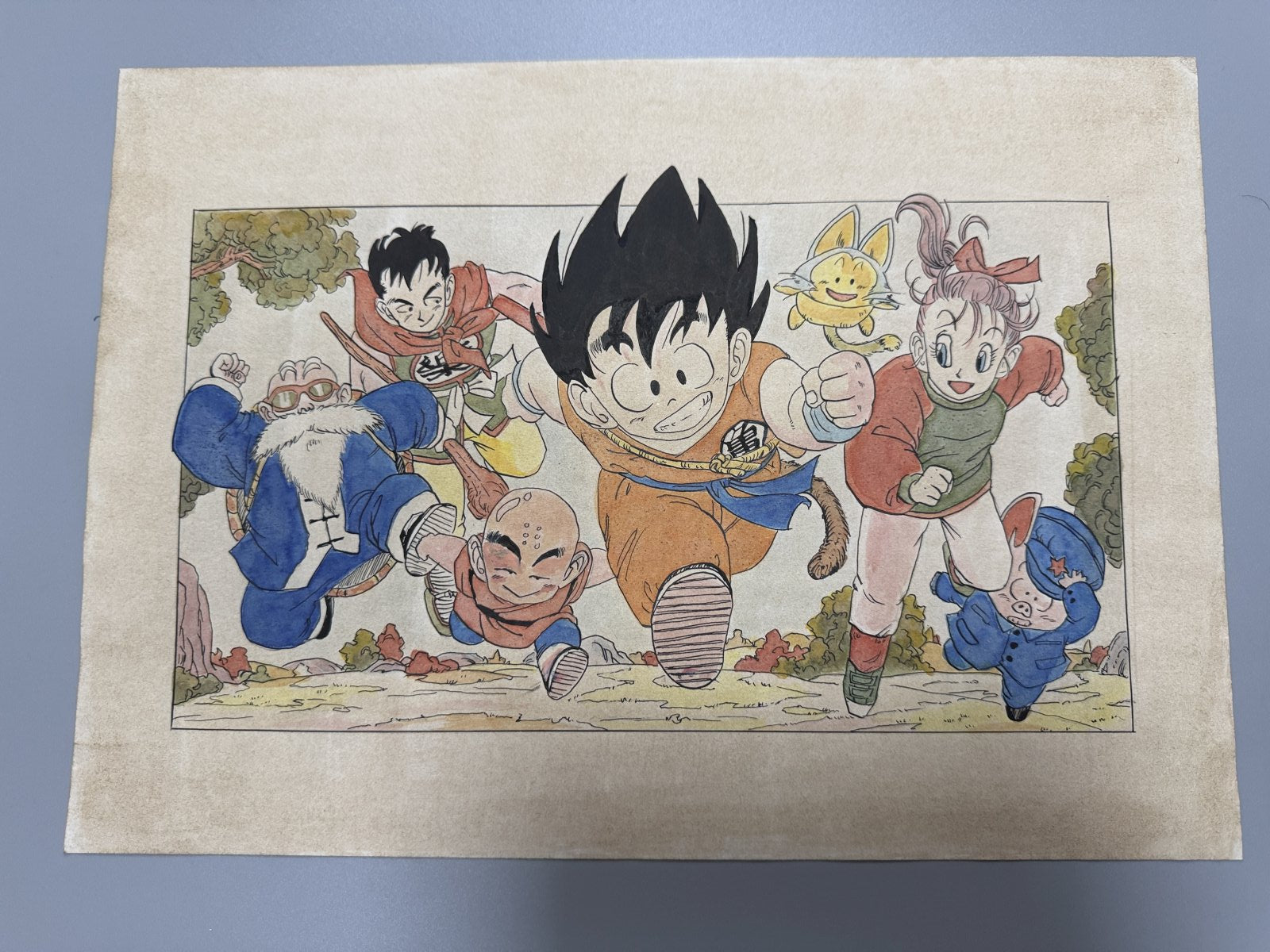 Close-up ink brushwork detail of Dragon Ball Scene | Showa Manuscript Study