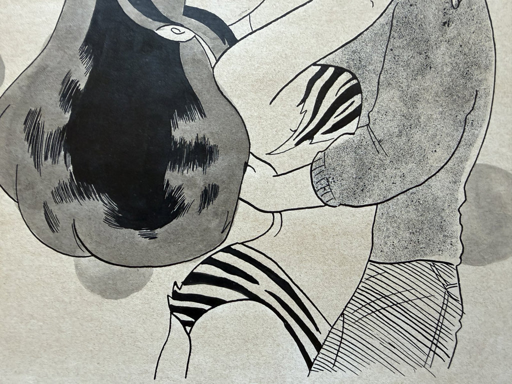 Character detail from Urusei Yatsura Scene | Hand-Drawn on Aged Paper