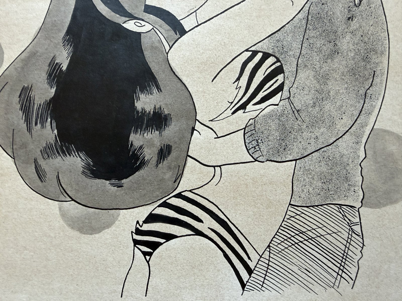Character detail from Urusei Yatsura Scene | Hand-Drawn on Aged Paper
