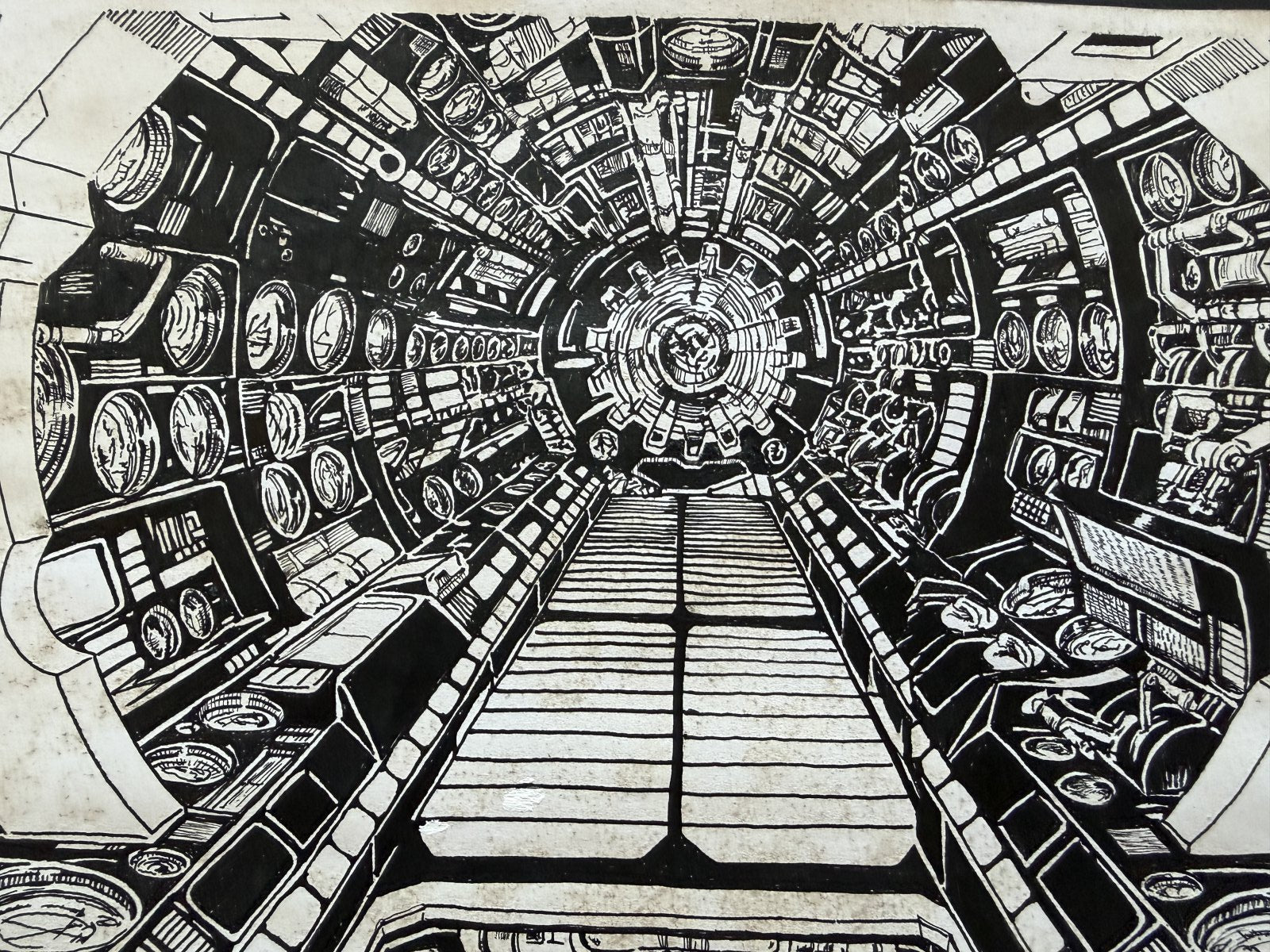 Character detail from Galaxy Express 999 Scene | Hand-Drawn on Aged Paper