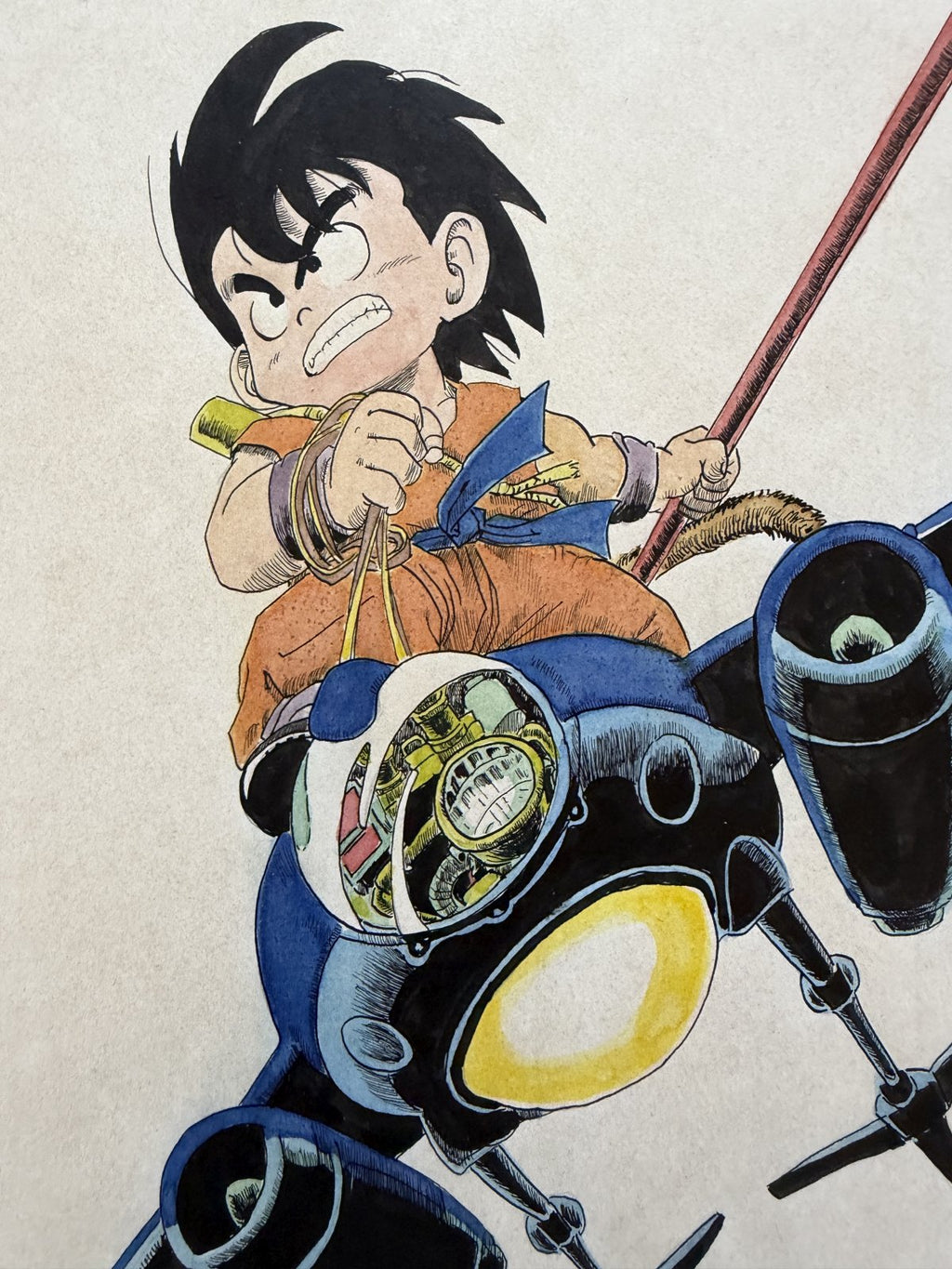 Close-up ink brushwork detail of Dragon Ball Scene | Showa Manuscript Study
