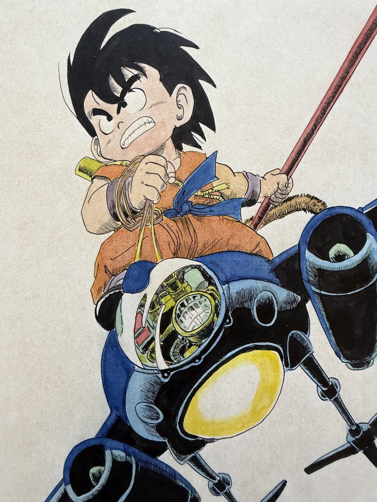 Close-up ink brushwork detail of Dragon Ball Scene | Showa Manuscript Study
