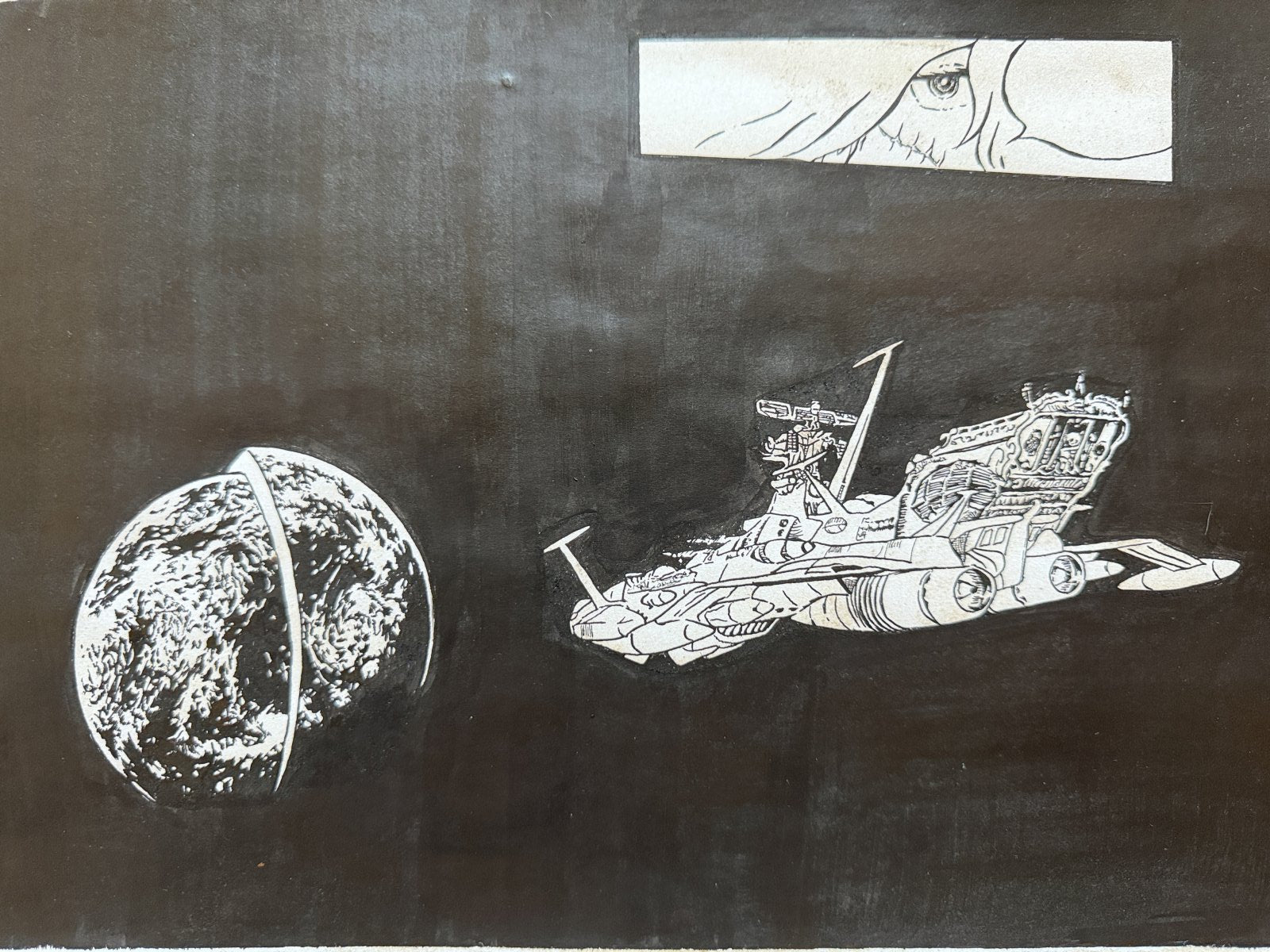 Full scene view of Galaxy Express 999 Scene | Vintage Manga Reproduction