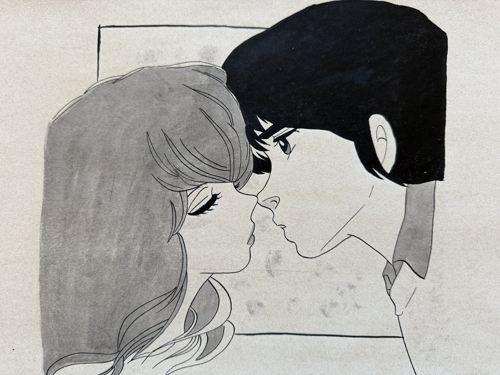 Close-up ink brushwork detail of Maison Ikkoku Scene | Showa Manuscript Study