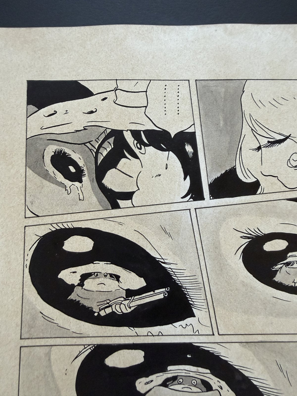 Character detail from Galaxy Express 999 Scene | Hand-Drawn on Aged Paper