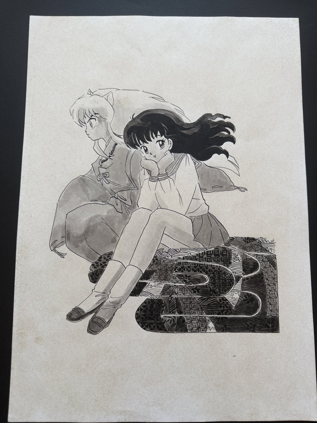 Rumiko Takahashi Inuyasha Scene | Douga-Style Hand-Drawn Vintage Manga Art