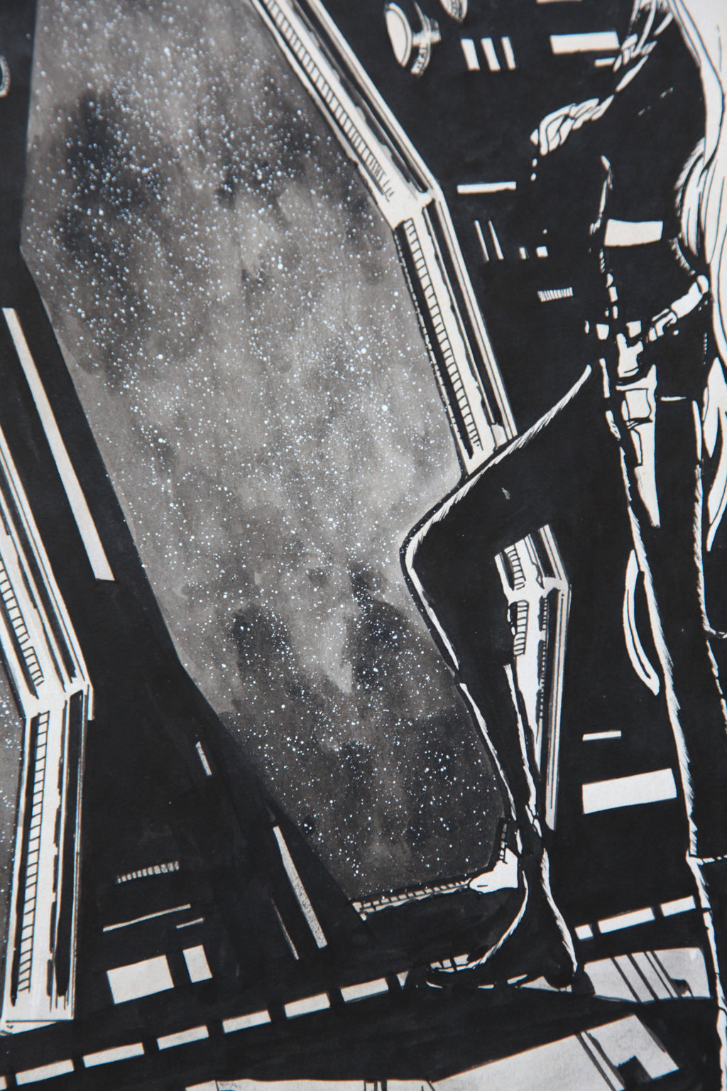 Close-up ink brushwork detail of Maetel Portrait | Showa Manuscript Study