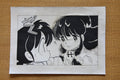 Hand drawn Ranma ½ vintage manga reproduction aged paper ink illustration