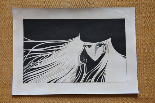 Hand drawn Galaxy Express 999 Maetel vintage manga reproduction in protective sleeve