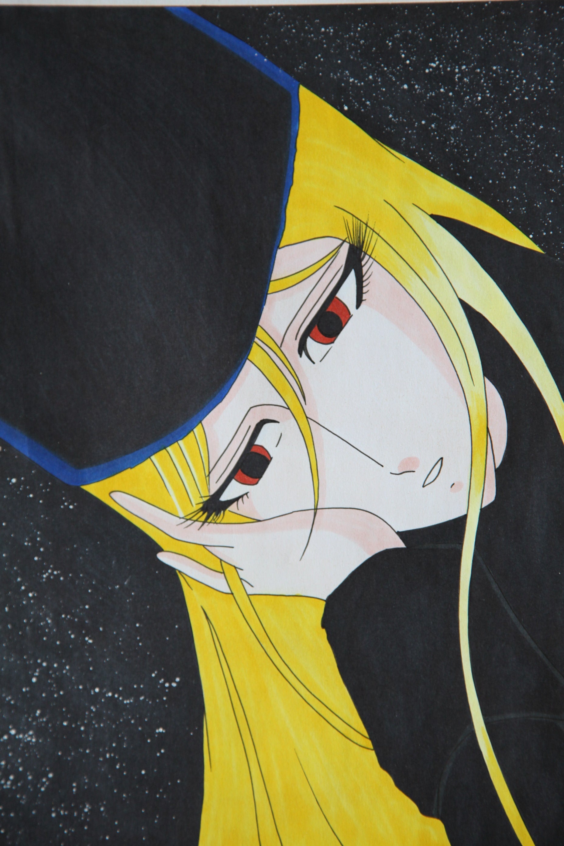 Galaxy Express 999 space train detail hand drawn manga starfield background