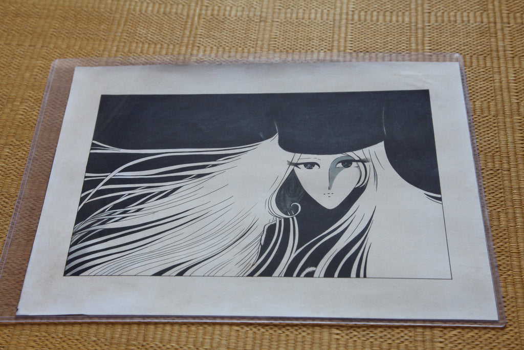 Hand drawn Galaxy Express 999 Maetel vintage manga reproduction in protective sleeve