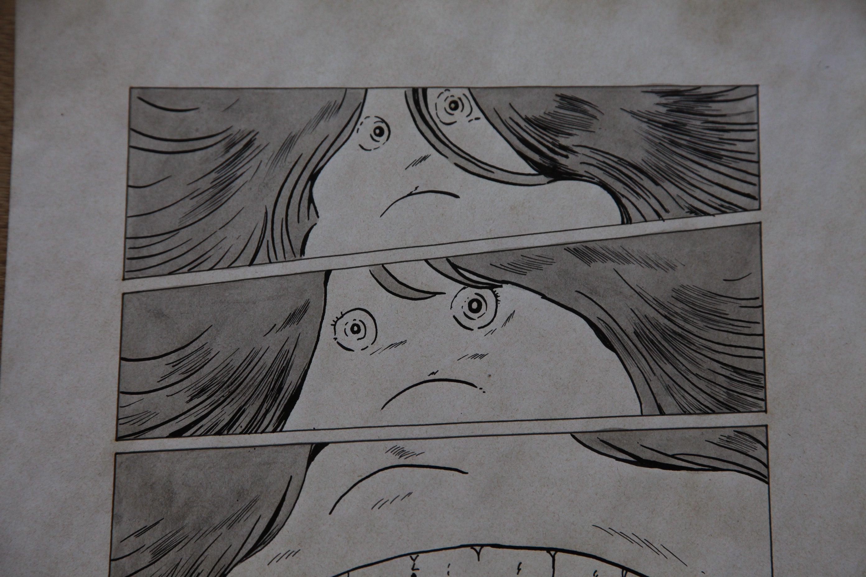 Character detail from Galaxy Express 999 Scene | Hand-Drawn on Aged Paper